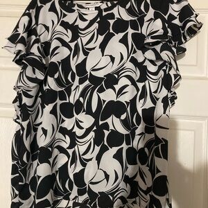 Counterparts Black and White Patterned Blouse